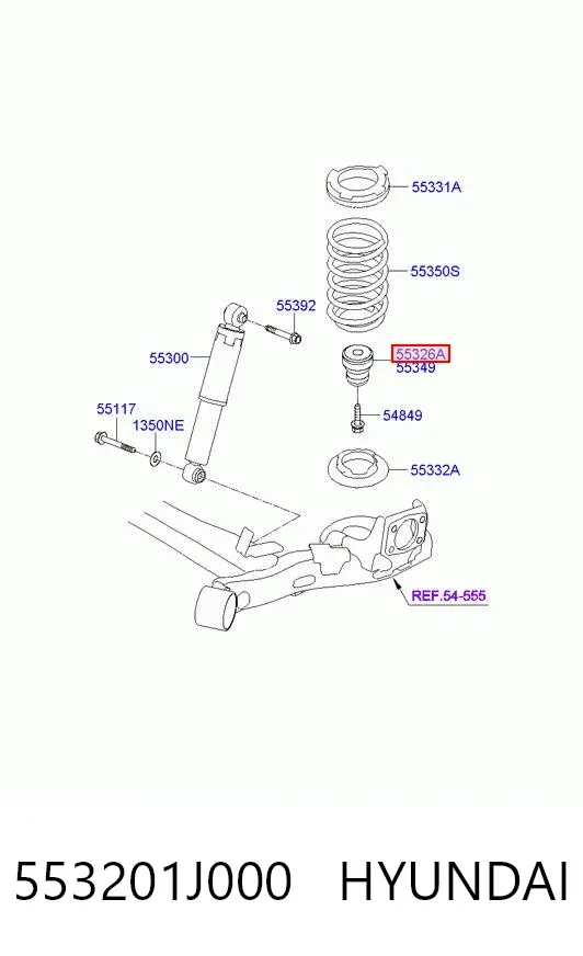 Tope de muelle trasero 553201J000 Hyundai/Kia