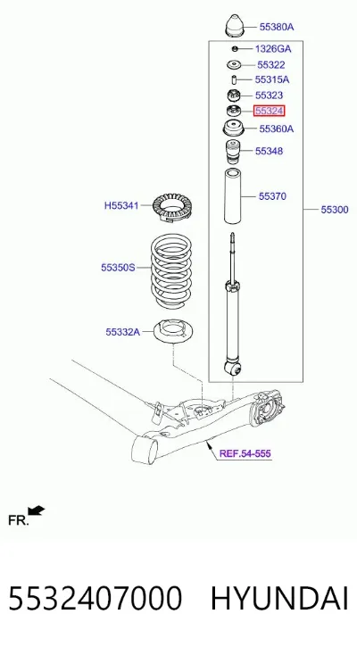 Buje de vástago de amortiguador trasero HYUNDAI 5532407000