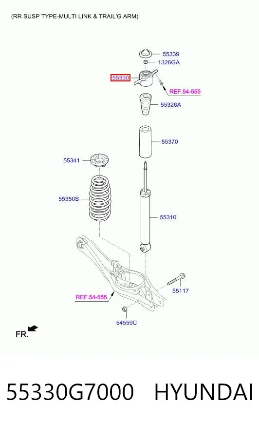 Copela de amortiguador trasero 55330G7000 Hyundai/Kia