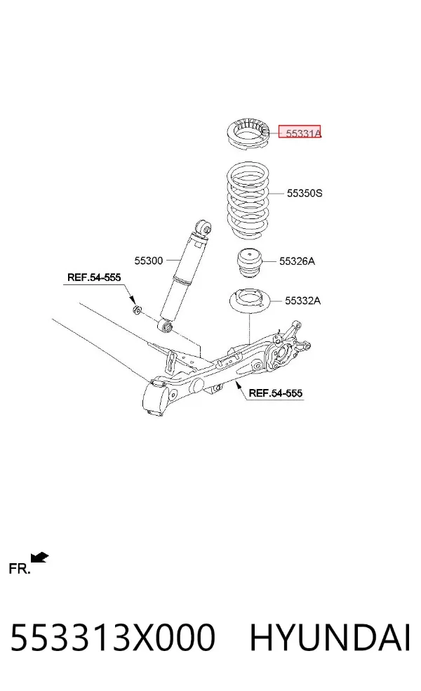 Aislador de resorte trasero superior 553313X000 Hyundai/Kia