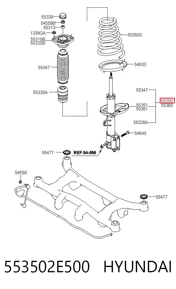 Amortiguador trasero izquierdo 553502E500 Hyundai/Kia