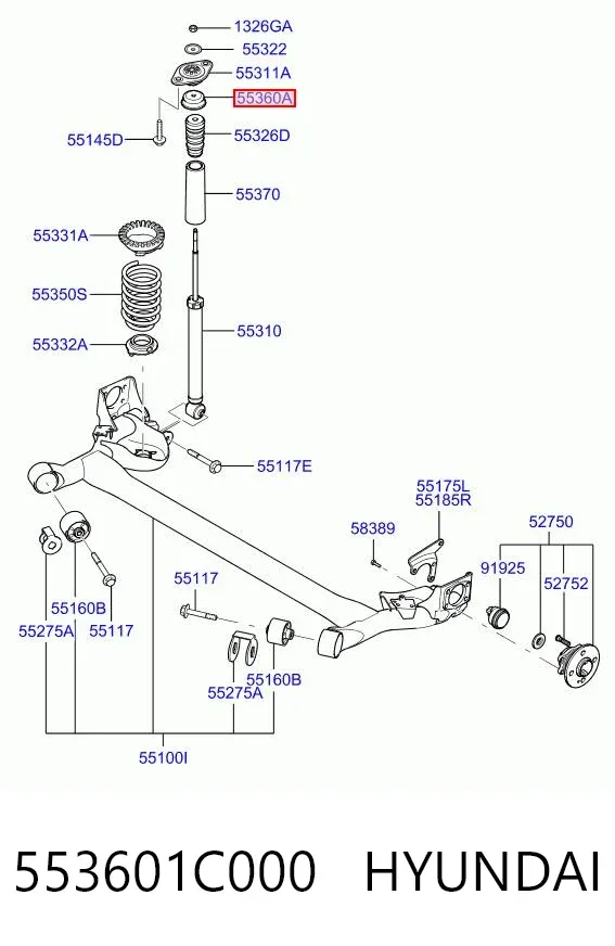 Cubierta de soporte del amortiguador delantero 553601C000 Hyundai/Kia