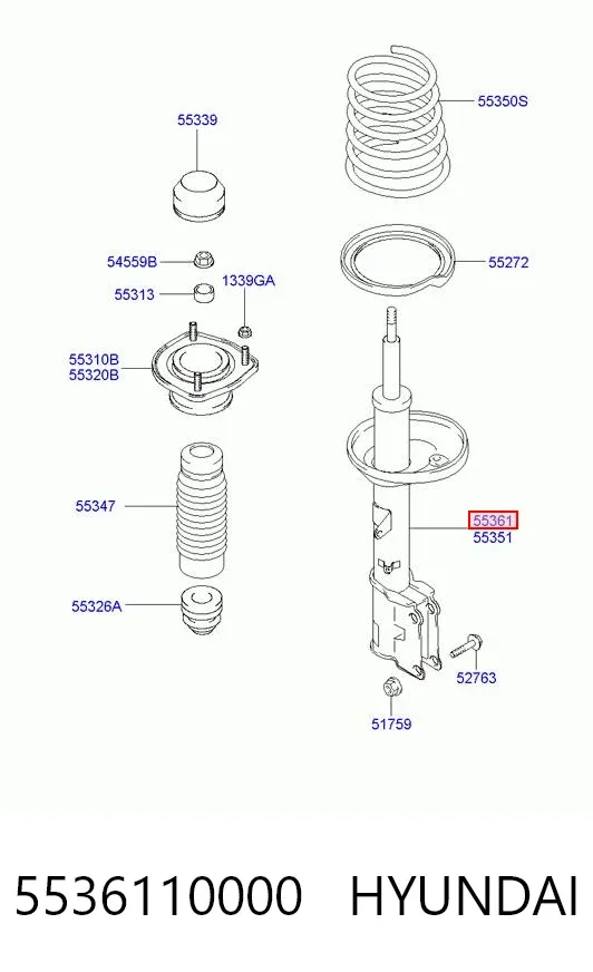 Amortiguador trasero derecho 5536110000 Hyundai/Kia