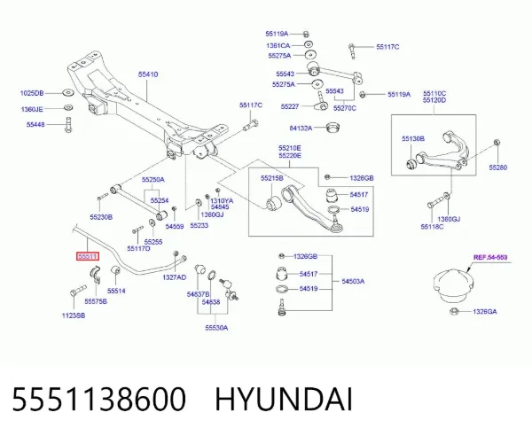 Estabilizador trasero 5551138600 Hyundai/Kia