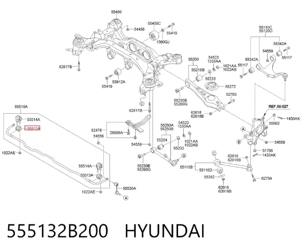 Buje de barra estabilizadora trasera 555132B200 Hyundai/Kia