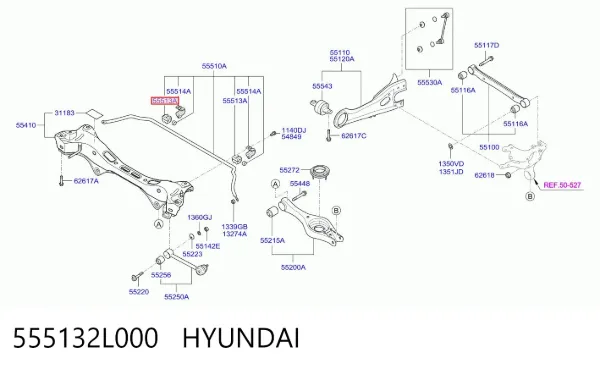 Buje de barra estabilizadora trasera 555132L000 Hyundai/Kia