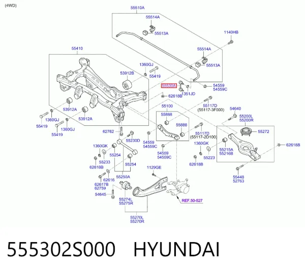 Bieleta estabilizadora trasera 555302S000 Hyundai/Kia
