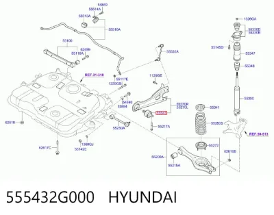 Buje delantero del brazo longitudinal trasero HYUNDAI 555432G000