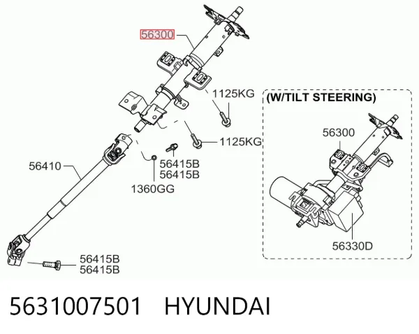 Columna dirección 5631007501 Hyundai/Kia
