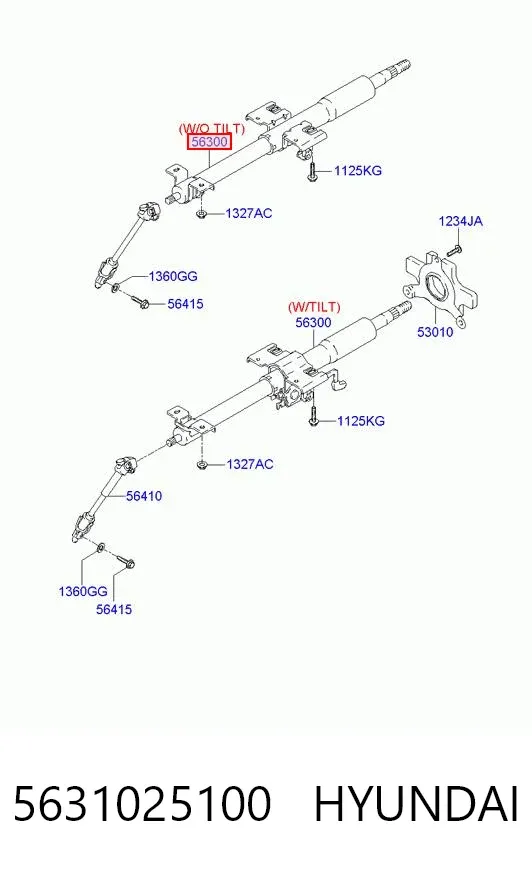 Columna dirección 5631025100 Hyundai/Kia