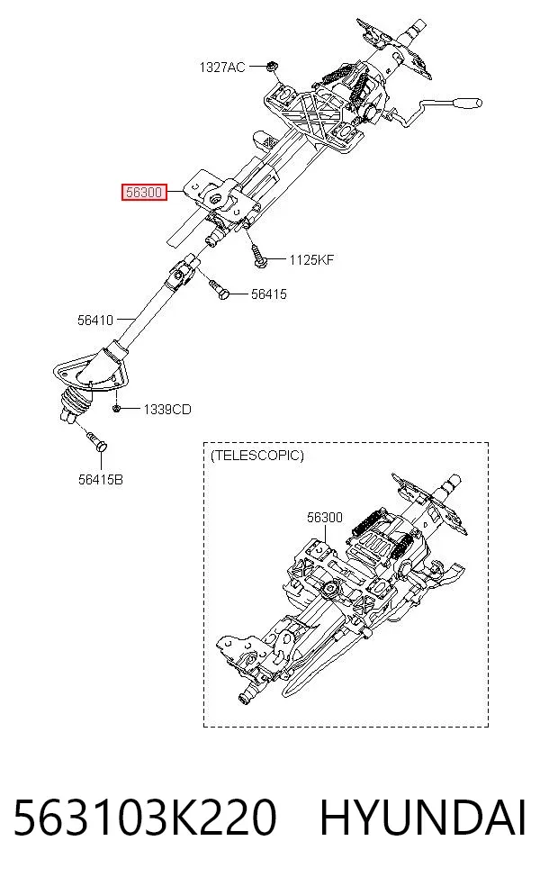 Columna dirección 563103K220 Hyundai/Kia