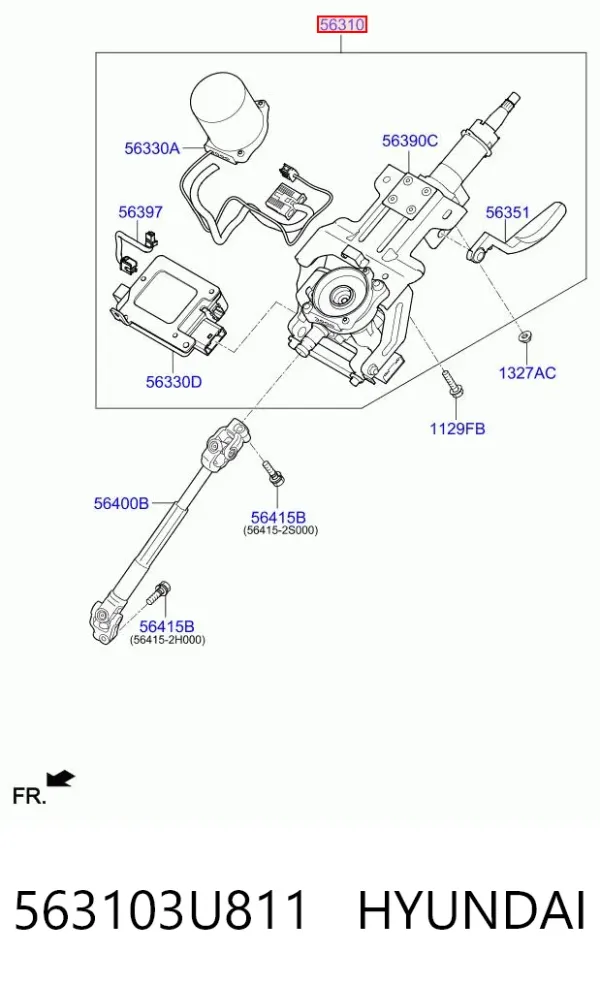 Columna dirección 563103U811 Hyundai/Kia