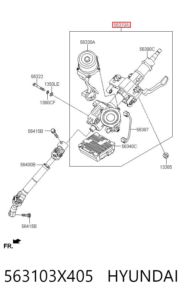 Columna dirección 563103X405 Hyundai/Kia