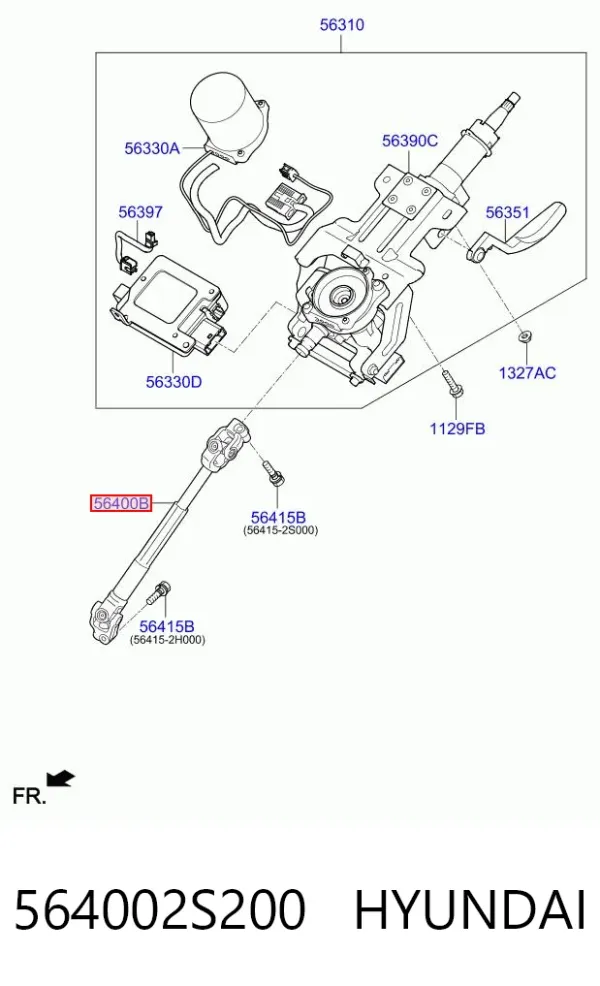 Eje inferior de la columna de dirección 564002S200 Hyundai/Kia
