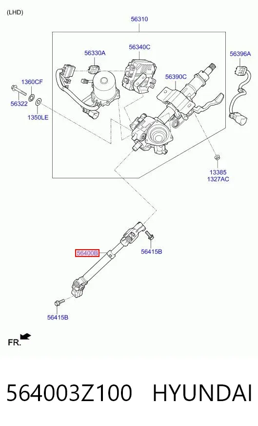 Eje inferior de la columna de dirección 564003Z100 Hyundai/Kia