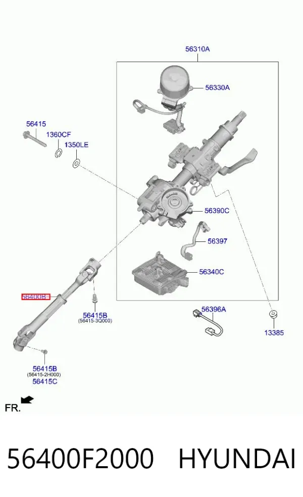 Eje inferior de la columna de dirección 56400F2000 Hyundai/Kia