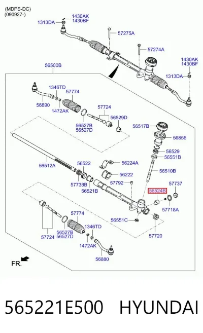 Casquillo del eje de la cremallera de dirección HYUNDAI 565221E500