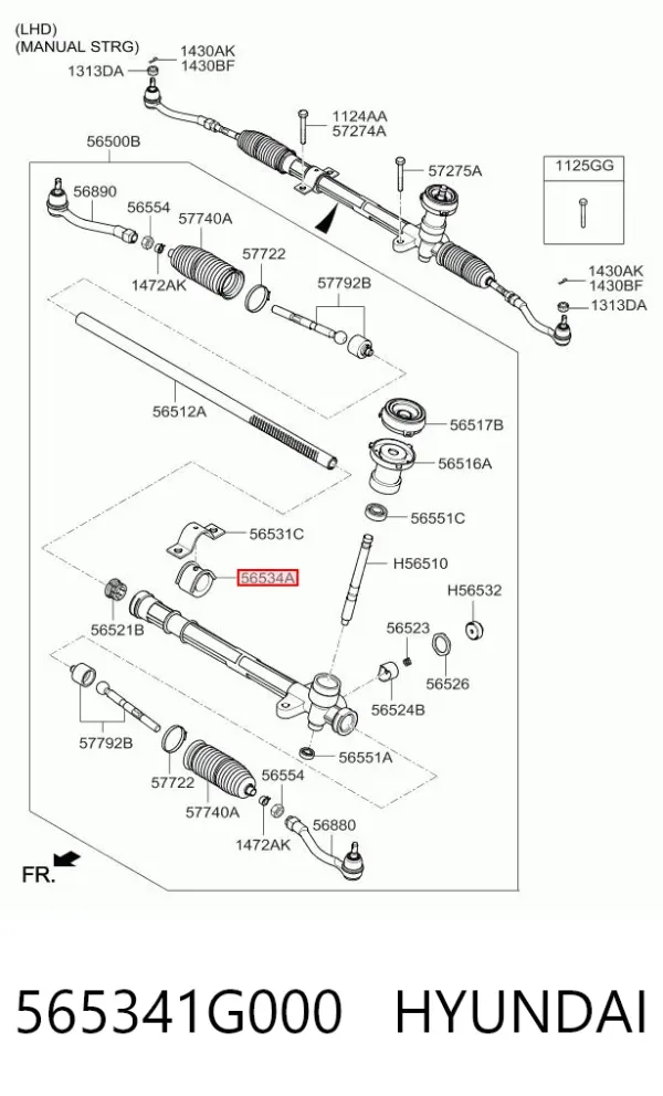 Buje de fijación de la cremallera de dirección 565341G000 Hyundai/Kia