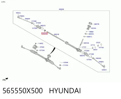 Casquillo del eje de la cremallera de dirección HYUNDAI 565550X500