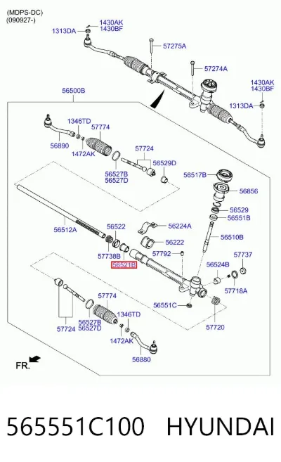 Casquillo del eje de la cremallera de dirección HYUNDAI 565551C100