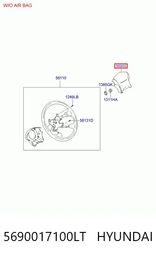 Airbag de volante 5690017100LT Hyundai/Kia