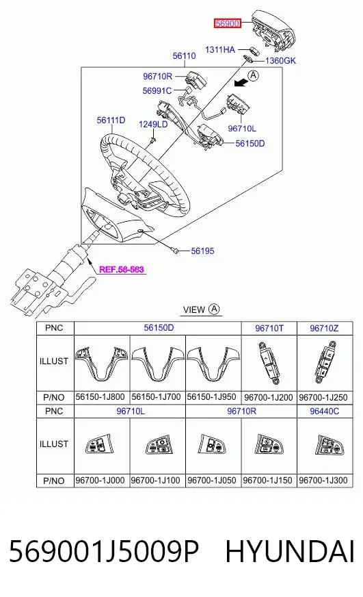 Airbag de volante 569001J5009P Hyundai/Kia
