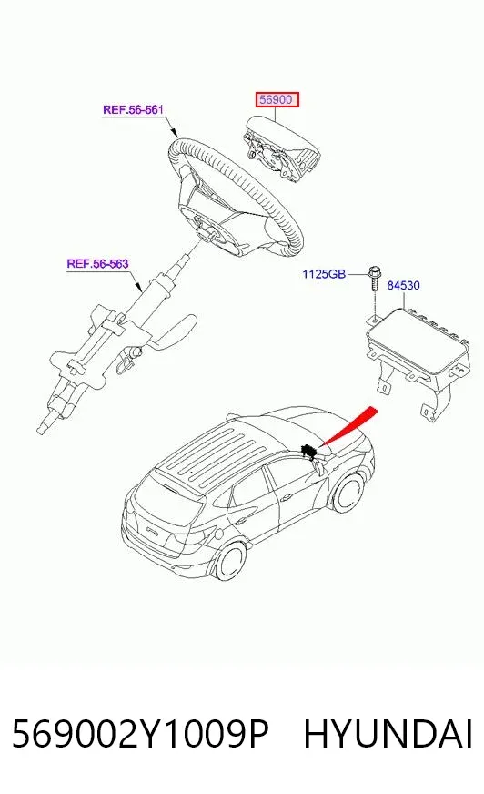Airbag de volante 569002Y1009P Hyundai/Kia