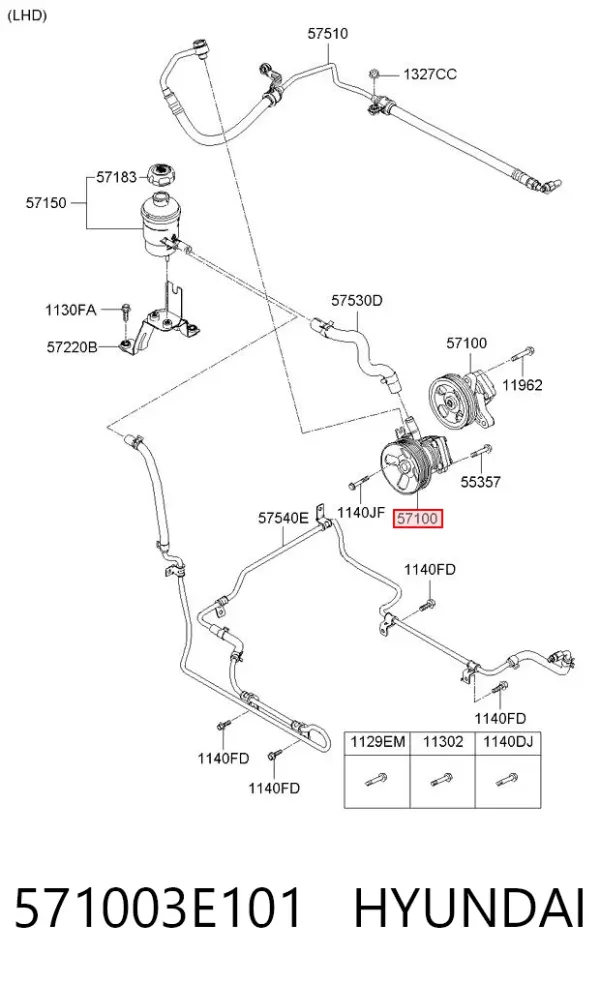 Bomba de dirección 571003E101 Hyundai/Kia