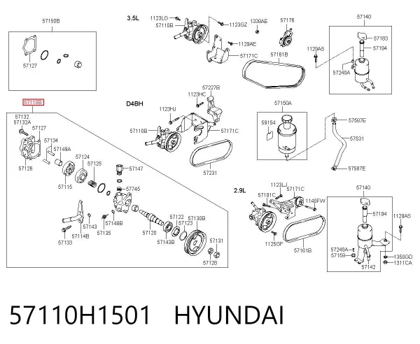 Bomba de dirección 57110H1501 Hyundai/Kia