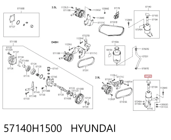 Depósito de bomba de dirección hidráulica Hyundai Terracan HP
