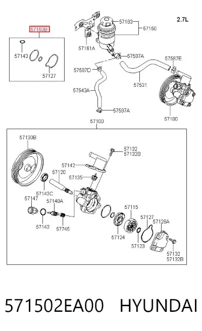Juego de reparación de bomba de dirección hidráulica HYUNDAI 571502EA00