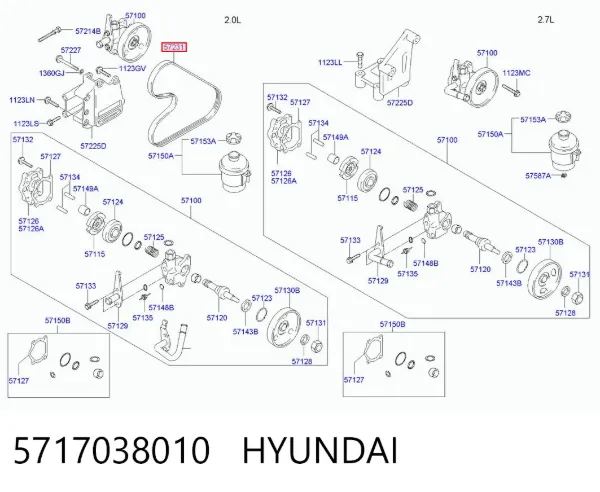 Correa de alternador 5717038010 Hyundai/Kia