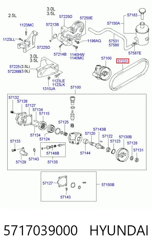 Correa de alternador 5717039000 Hyundai/Kia