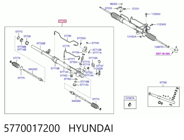 Cremallera de dirección 5770017200 Hyundai/Kia
