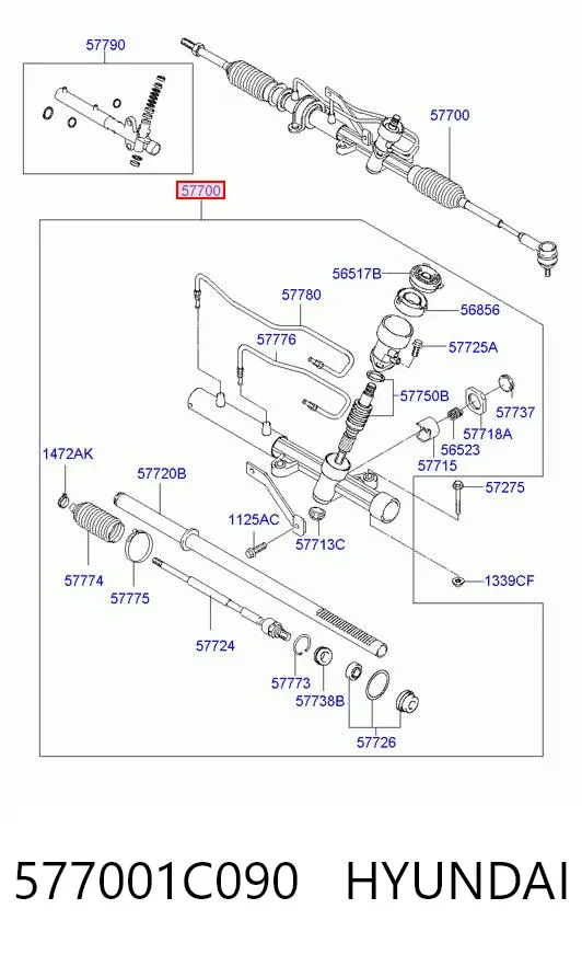 Cremallera de dirección 577001C090 Hyundai/Kia