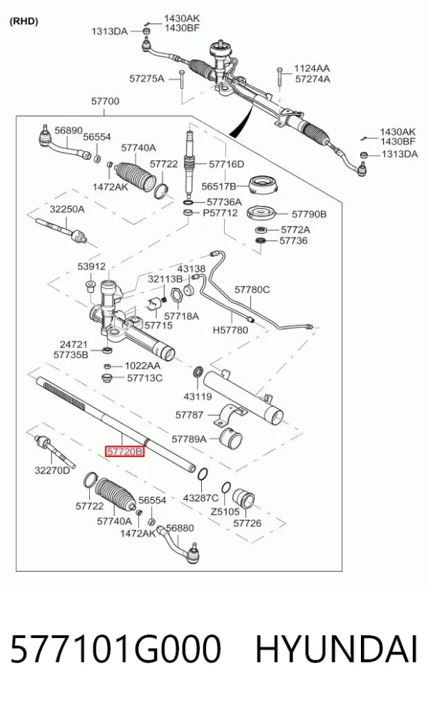 Cremallera de dirección 577101G000 Hyundai/Kia