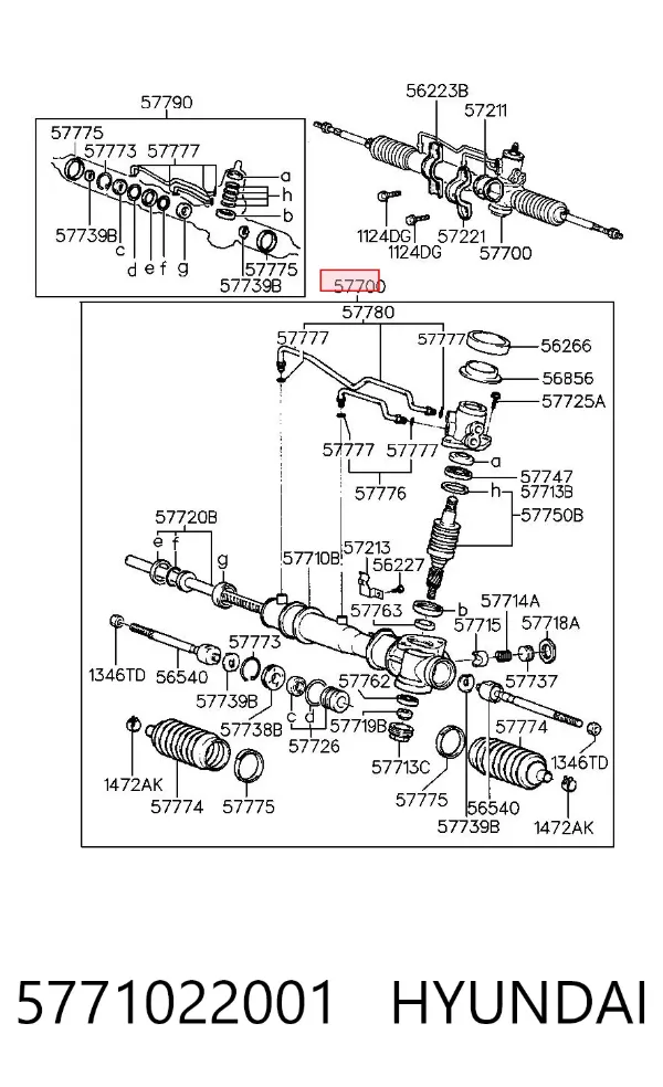 Cremallera de dirección 5771022001 Hyundai/Kia