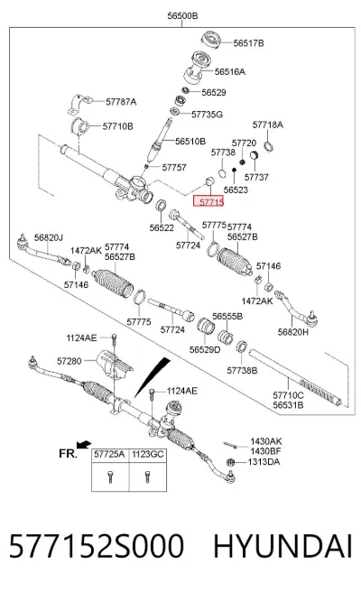Buje de fijación de la cremallera de dirección HYUNDAI 577152S000