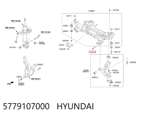 Perno de fijación del brazo inferior delantero 5779107000 Hyundai/Kia