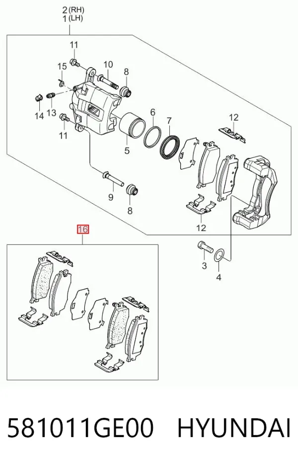 Pastillas de freno 581011GE00 Hyundai/Kia