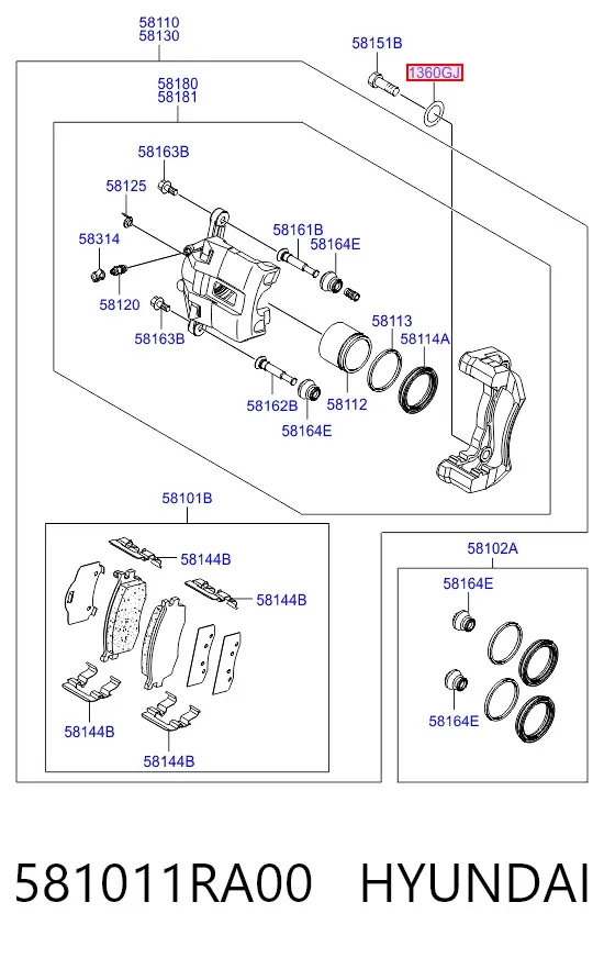 Pastillas de freno 581011RA00 Hyundai/Kia