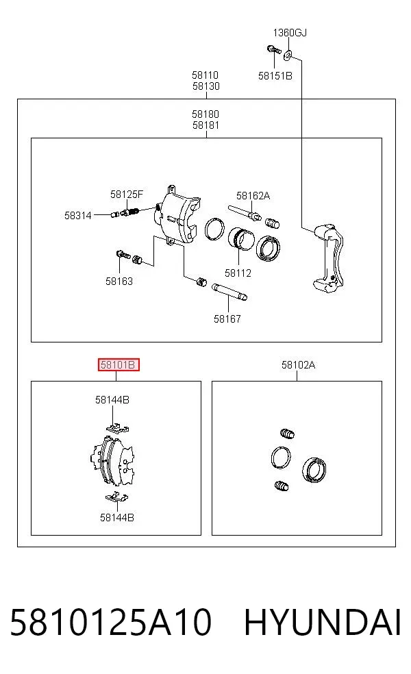 Pastillas de freno 5810125A10 Hyundai/Kia