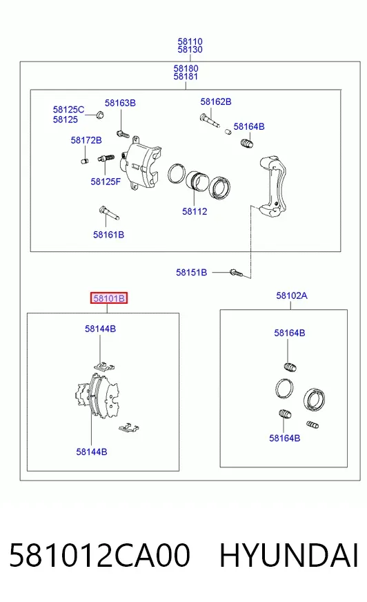 Pastillas de freno 581012CA00 Hyundai/Kia