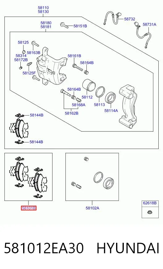 Pastillas de freno 581012EA30 Hyundai/Kia