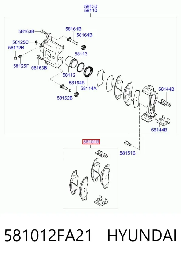 Pastillas de freno 581012FA21 Hyundai/Kia