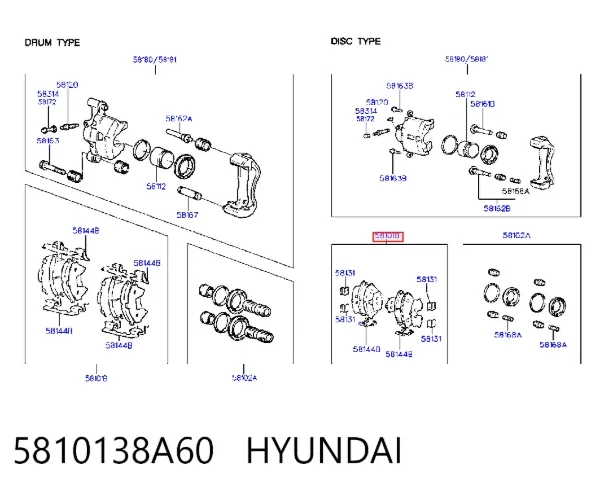 Pastillas de freno 5810138A60 Hyundai/Kia