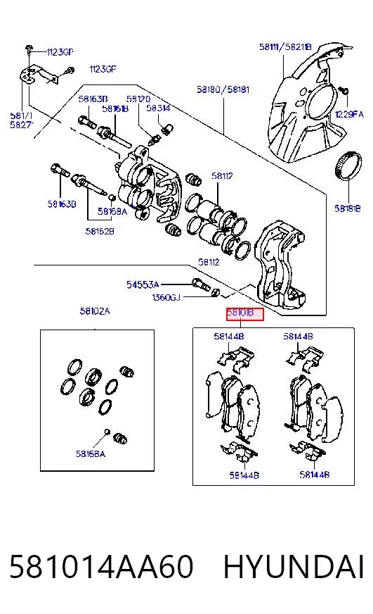 Pastillas de freno 581014AA60 Hyundai/Kia