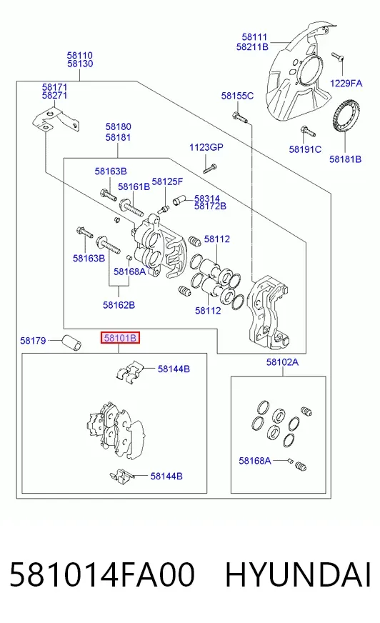 Pastillas de freno 581014FA00 Hyundai/Kia