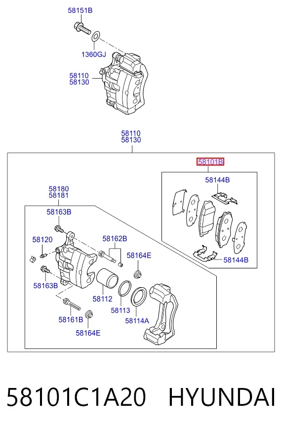 Pastillas de freno 58101C1A20 Hyundai/Kia