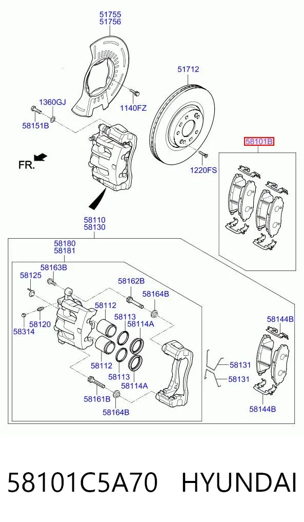 Pastillas de freno 58101C5A70 Hyundai/Kia